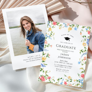 Invitation Watercolor Meadow Fleur sauvage Boho Graduation Pa