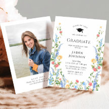Watercolor Meadow Fleur sauvage Boho Graduation Pa