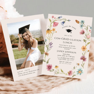 Invitation Watercolor Meadow Fleur sauvage Boho Graduation Pa