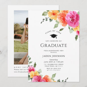 Invitation Watercolor Meadow Fleur sauvage Boho Graduation Pa