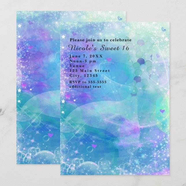 Invitation Watercolor Mermaid Tail Anniversaire Fête Invitati (Devant / Derrière)