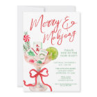 Watercolor Merry Mahjong Christmas Cocktail Party