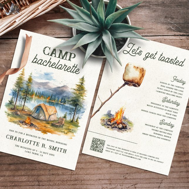 Invitation Watercolor Mountain Forest Camp Bachelorette Party (Créateur téléchargé)