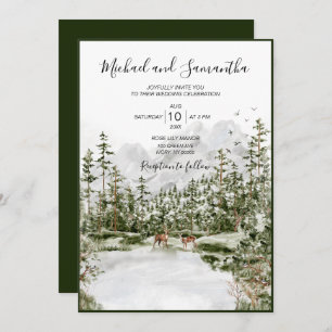 Invitation Watercolor Mountain Forest Mariage rustique