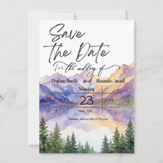 Invitation Watercolor Mountain Save the Date Wedding