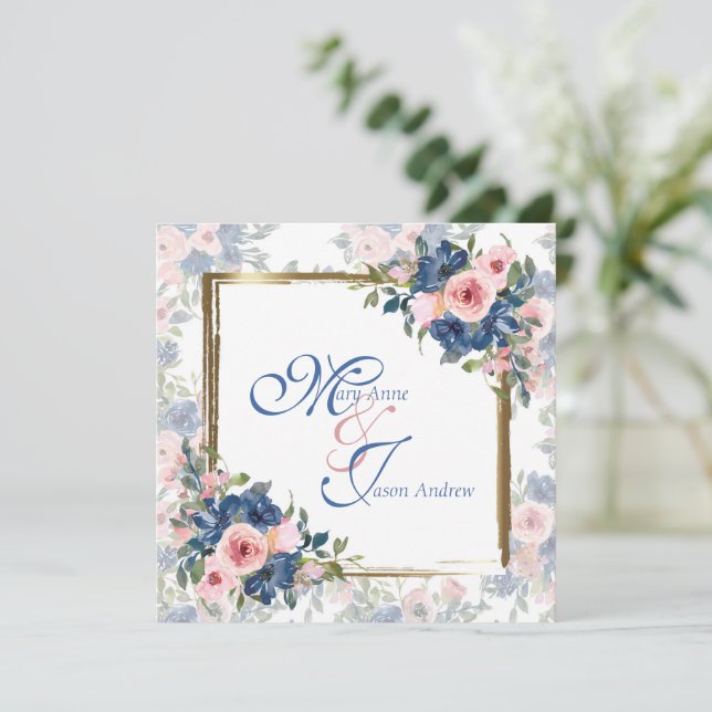 Invitation Watercolor Navy & Blush Mariage (Debout devant)