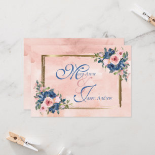 Invitation Watercolor Navy & Blush Mariage