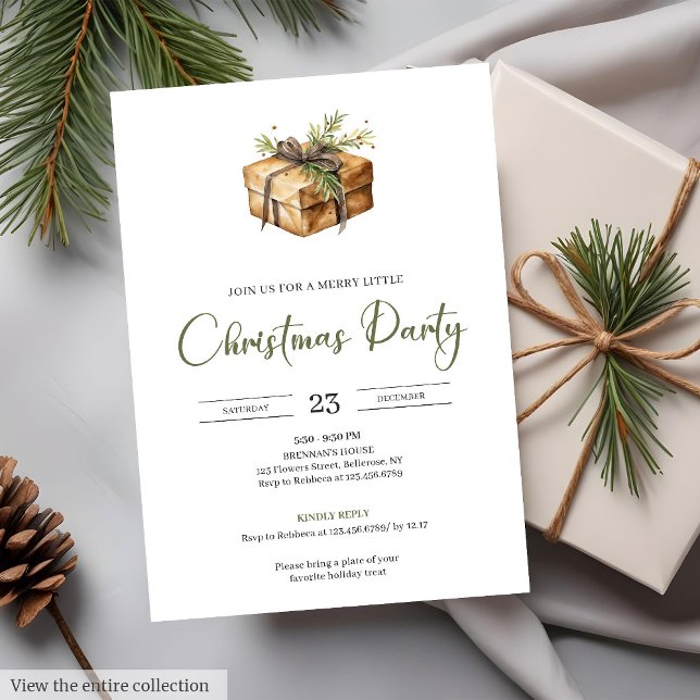 Invitation Watercolor Neutral Earthy Cozy Minimalist Holiday  (Watercolor Neutral Earthy Cozy Minimalist Holiday Party Invite)