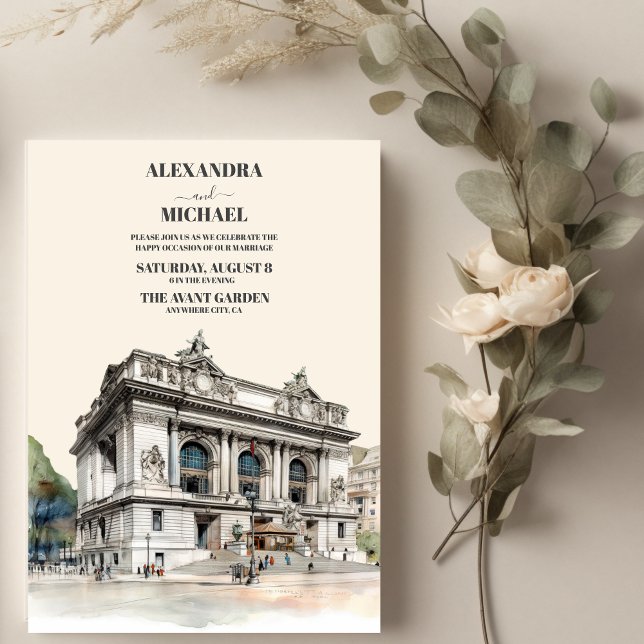 Invitation Watercolor New York Destination Wedding (Créateur téléchargé)