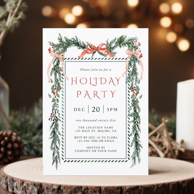 Invitation Watercolor Noël Garland Fête (Créateur téléchargé)