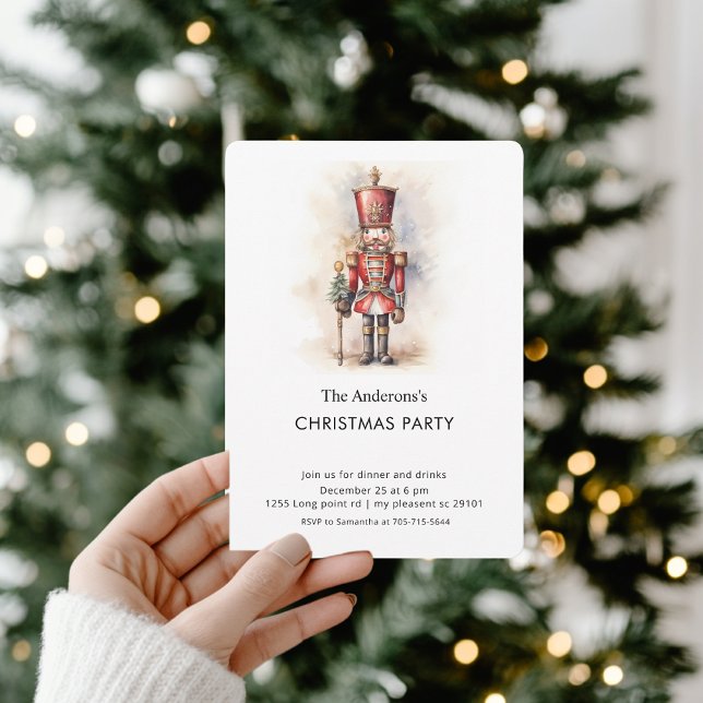 Invitation Watercolor Nutcracker Christmas Party  (Créateur téléchargé)