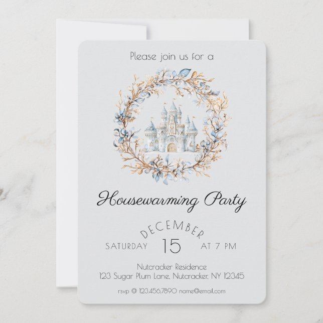 Invitation Watercolor Nutcracker Fête de réchauffement domest (Devant)