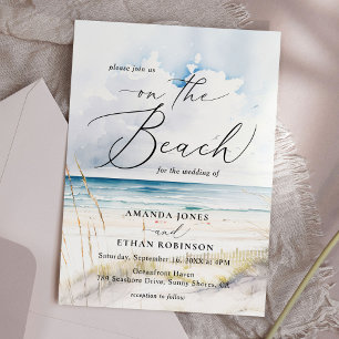 Invitation Watercolor Ocean Beach Destination Mariage