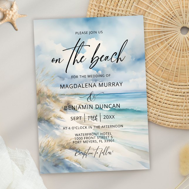Invitation Watercolor Ocean Coastal Sur la plage Mariage (Créateur téléchargé)