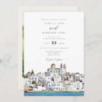 Watercolor Paros Grèce Skyline Travel Mariage