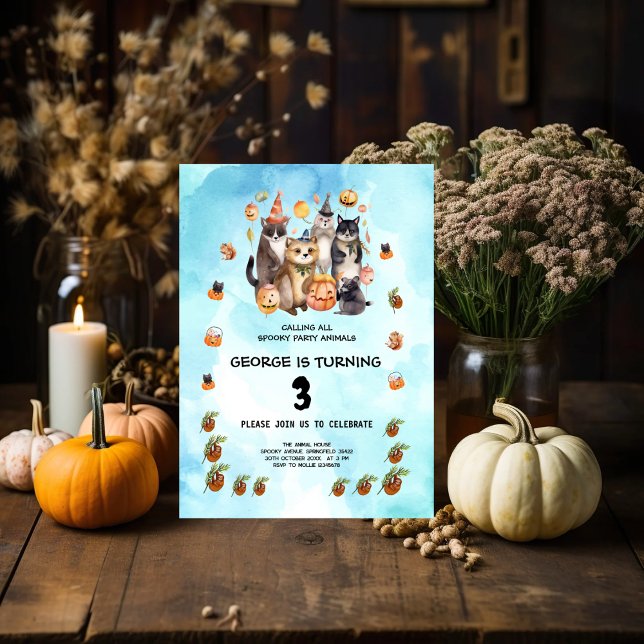 INVITATION WATERCOLOR PARTY ANIMALS THÈME ANNIVERSAIRE DE ENF (Créateur téléchargé)