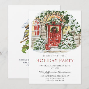 Invitation Watercolor Pays Maison de vacances Noël