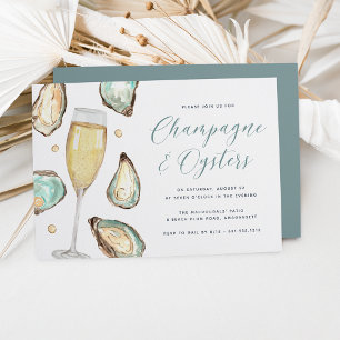 Invitation Watercolor Pearl Champagne & Oysters Party