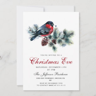 Invitation Watercolor Pine Cônes Branche Noël Soirée