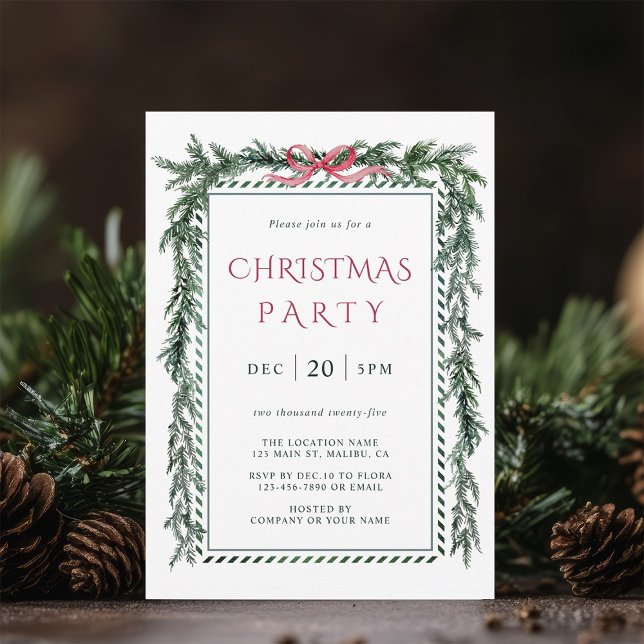 Invitation Watercolor Pine Garland Noël (Créateur téléchargé)