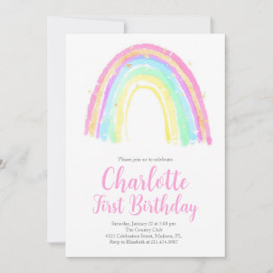 Invitation Watercolor Rainbow fête d'anniversaire