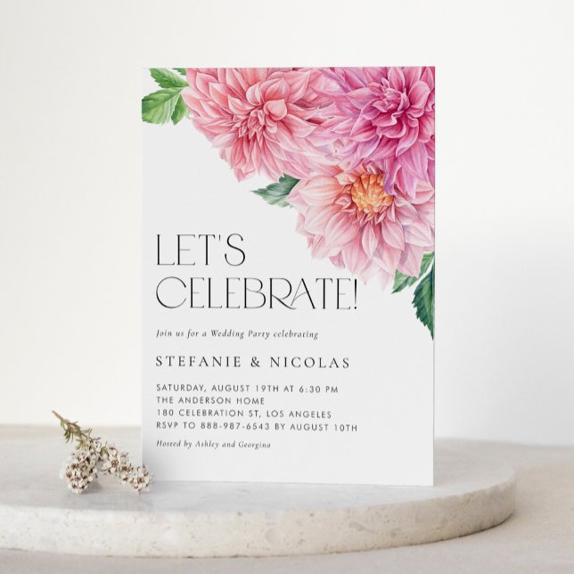 Invitation Watercolor Rose Dahlia Mariage de mariage (Créateur téléchargé)