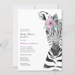 Invitation Watercolor Safari Zebra Baby shower par la poste