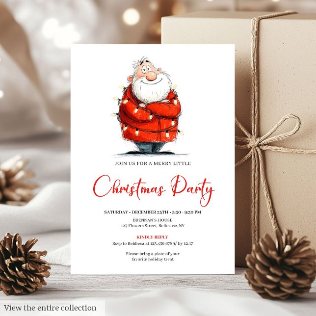 Invitation Watercolor Santa Funny Editable Christmas Party  (Watercolor Santa Funny Editable Christmas Party Invite

)
