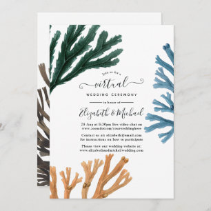 Invitation Watercolor Seaweed Beach Mariage virtuel en ligne