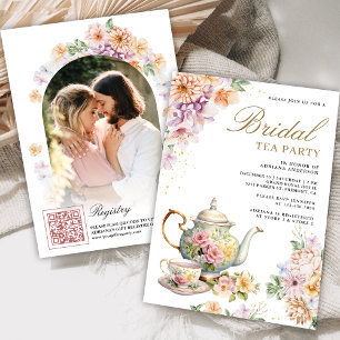 Invitation Watercolor Spring Floral Tea Party Fête des mariée
