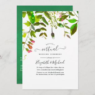 Invitation Watercolor Spring Green Mariage virtuel en ligne