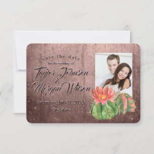 Invitation Watercolor Succulents Photo Peach Enregistrer La D