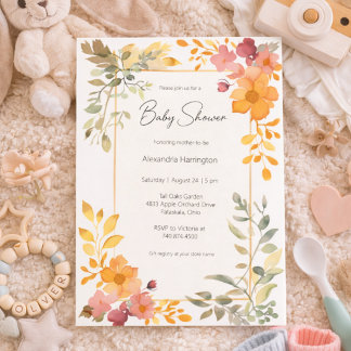 Invitation Watercolor Summer Floral Baby Shower 