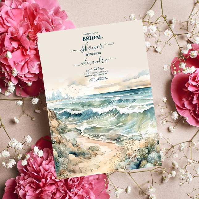 Invitation Watercolor Summer Ocean Beach Mariage (Créateur téléchargé)