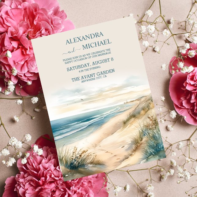 Invitation Watercolor Summer Ocean Beach Mariage (Créateur téléchargé)