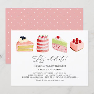 Invitation Watercolor Sweet Cakes Tea Party Brunch
