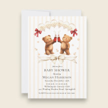 Watercolor Teddy Bear "Ready to Pop" Baby Shower