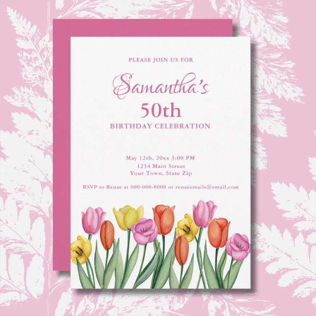 Invitation Watercolor Tulips 50e anniversaire (Créateur téléchargé)