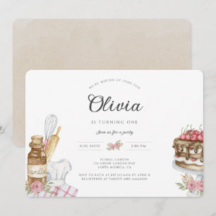 Invitation Watercolor Vintage Boho Baking Anniversaire