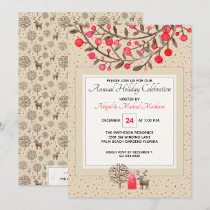 Invitation Watercolor Vintage Reindeer Woodland Fête