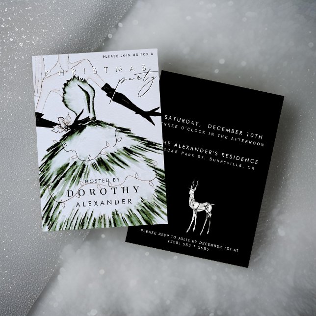 Invitation Watercolor Vogue Mode Modèle Noël (Créateur téléchargé)