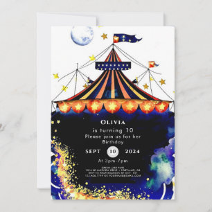 Invitation Watercolor Whimsical Circus Anniversaire