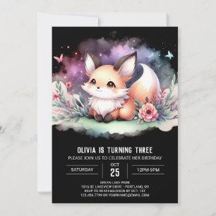 Invitation Watercolor Whimsical Fox Anniversaire numérique