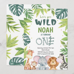 Invitation Watercolor Wild One Safari 1er Anniversaire Invita