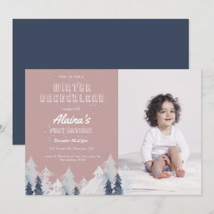 Invitation Watercolor Winter Onederland Fête d'anniversaire