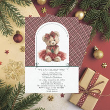 Watercolor Winter Teddy bear Christmas Baby Show