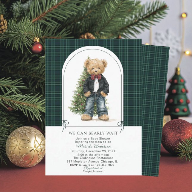 Invitation Watercolor  Winter  Teddy bear ChristmasInvitation (Créateur téléchargé)