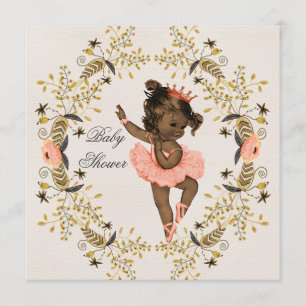 Invitation Watercolor Wreath Ethnic Ballerina Baby shower
