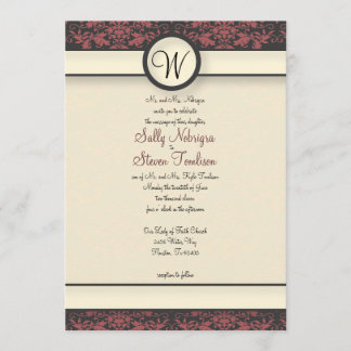 Invitation Watermelon & Cream Mariage damassé
