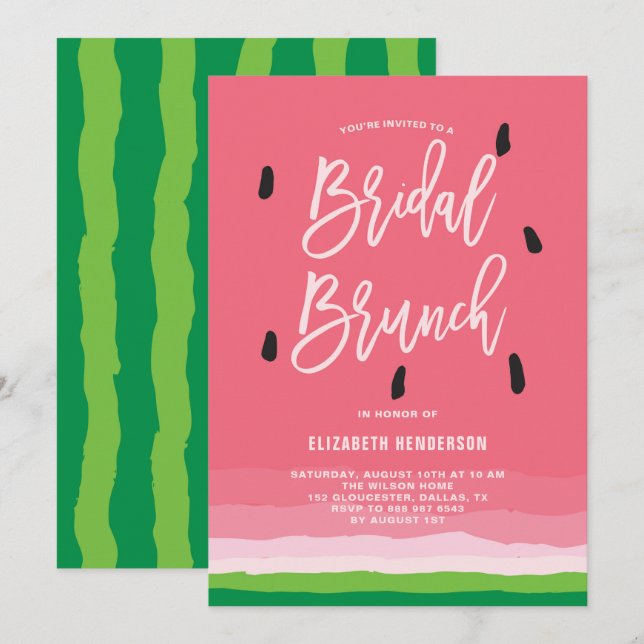 Invitation Watermelon Gradient Moderne Bridal Brunch (Devant / Derrière)